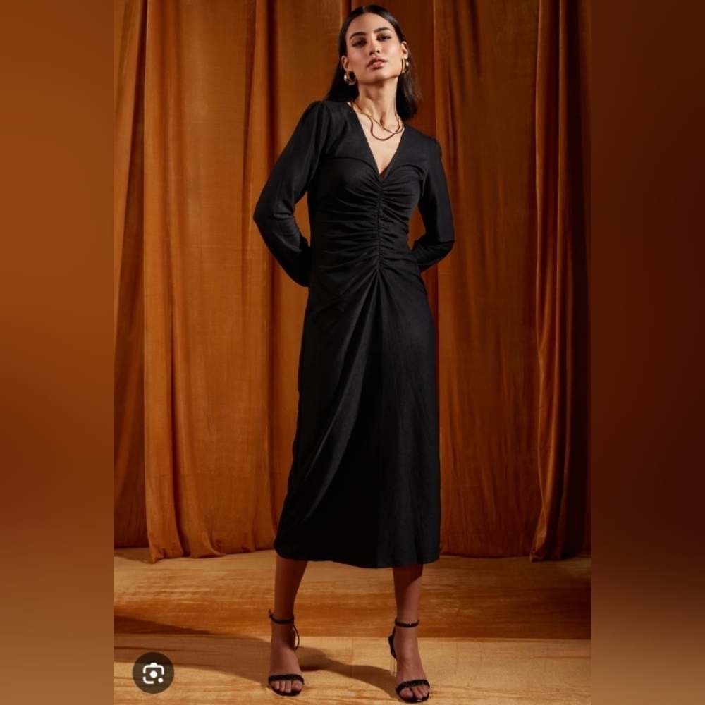 Zara ZW Collection Ruched Midi Dress